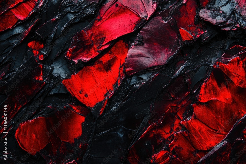 Poster A close-up view of a red and black background, suitable for use in designs where bold colors are needed