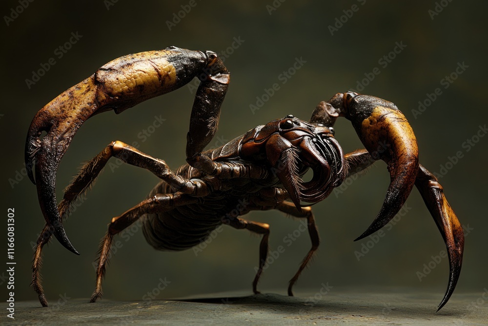 Poster close-up view of a spider sitting on a table
