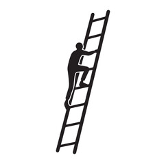 climbing the ladder silhouette vector illustration