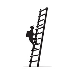 climbing the ladder silhouette vector illustration