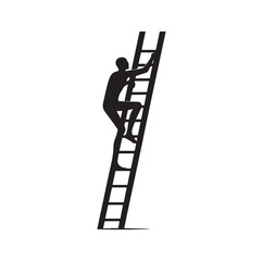 climbing the ladder silhouette vector illustration