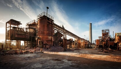 Fototapeta premium 廃墟になった巨大な工場の風景。（A huge abandoned factory.） 