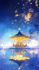 Fototapeta premium Carousel in starry night