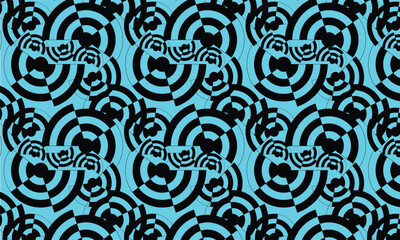 Seamless pattern with twisted lines, vector linear tiling background, stripy weaving, optical maze, twisted stripes. Black and white design.