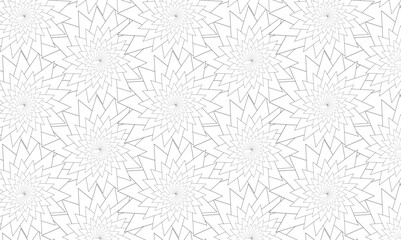 Seamless pattern with twisted lines, vector linear tiling background, stripy weaving, optical maze, twisted stripes. Black and white design.