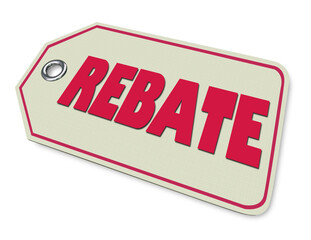 Rebate Price Tag Get Money Back Sale Offer Discount Save 3d Illustration