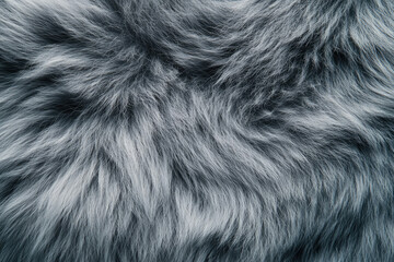 Close-up view of soft, gray fur texture with varying shades and light reflections.