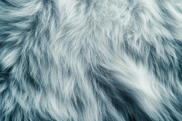 Close-up of soft, light gray fur texture; long, flowing strands.