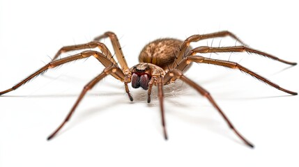 A Close-Up View of a Brown Spider with Eight Legs and Many Eyes