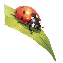Fototapeta premium A colorful ladybug perched on a green leaf, showcasing nature's beauty.