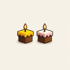 Pixel Art Birthday Cakes with Candles Sweet Treats Game Design Celebration