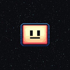 Pixel Art Space Robot Face Digital Art 8 bit Retro Gaming AI Technology Universe Background