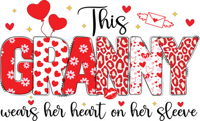 Valentine's Day Theme I Wear My Heart On My Sleeve Bundle, PNG Bundle 25 Plus Names, Font Included, Personalize Sleeve With Names, Kids Name