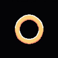 Pixel Art Gold Ring Frame Circular Design Element
