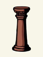 Vector drawing. Big old pillar