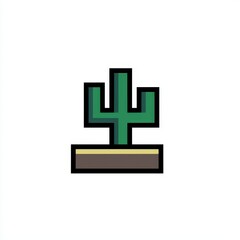 Fototapeta premium Pixel Art Cactus Plant Desert Icon Game Asset Nature Symbol