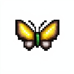 Fototapeta premium Pixel Art Golden Butterfly Insect 8 bit Game Nature Winged