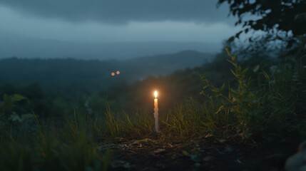 Candlelit Countryside Under Overcast Skies