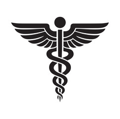 CADUCEUS SYMBOL silhouette vector illustration 