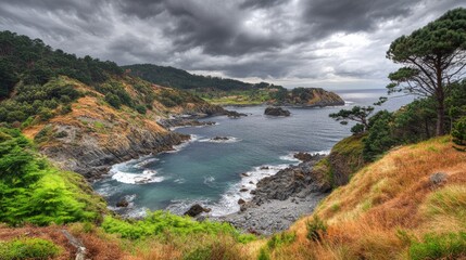 Obraz premium Overcast Landscape with Seascape and Diffused Lighting