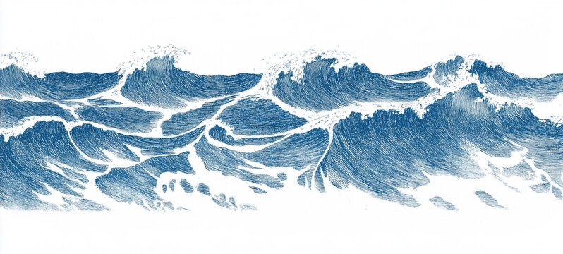 Blue drawn ocean waves texture