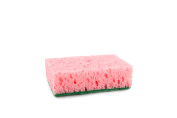 Colorful dish sponges isolated on white background. Kitchen sponge. Cleaning concept, cleaning service. Dishwashing liquid with clean and dirty dishes plate. Place for text, copy space.Wash the dishes