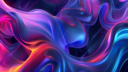 Obraz premium Abstract colorful waves flowing and swirling in digital space, creating a vibrant and dynamic visual experience