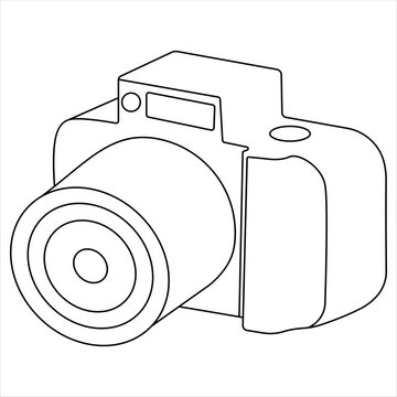 recommend clip art: Continuous camera single line art drawing sketch vector illustration