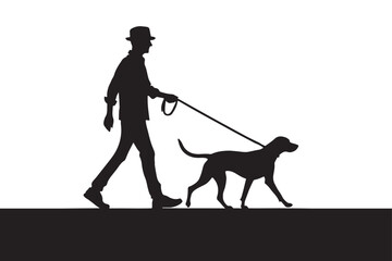 Man walking dog silhouette