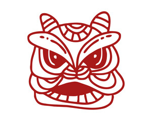 Chinese Lion Head vector icon
