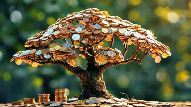 A coin laden tree symbolizes wealth and prosperity