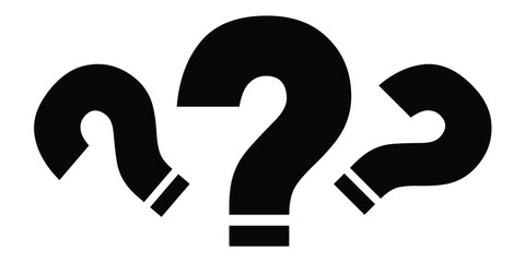 Question Mark and Exclamation Point Line and Silhouette Icon Set. FAQ, Answer Pictogram. Alert Symbol, Interrogative Warning Sign. Caution Information. Editable Stroke. Design eps 10