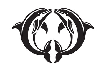 Two dolphins silhouette