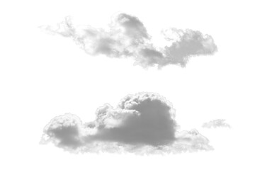 Natural white clouds isolated on transparent background PNG. Cutout white cloud element for design and decoration