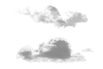 Natural white clouds isolated on transparent background PNG. Cutout white cloud element for design and decoration