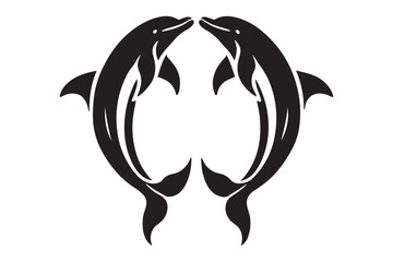 Two dolphins silhouette