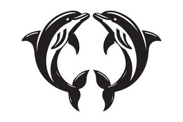 Two dolphins silhouette
