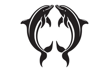 Two dolphins silhouette
