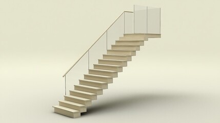 Modern staircase design with wooden steps and glass railing.
