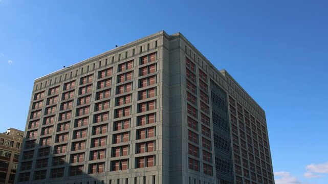 jail building exterior in metropolitan brooklyn new york city (detention center prison holding cell area) criminals crimes criminal commit felony state federal facility industry city sunset park