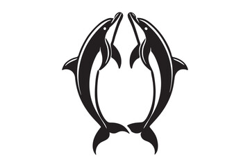 Two dolphins silhouette