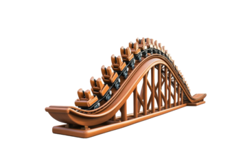 Roller coaster riders holding on tight as the track dips