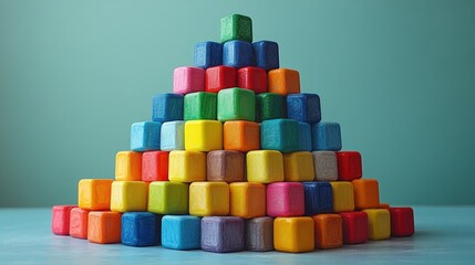 Fototapeta premium Colorful wooden blocks form pyramid.