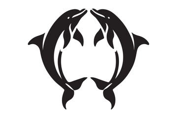 Two dolphins silhouette