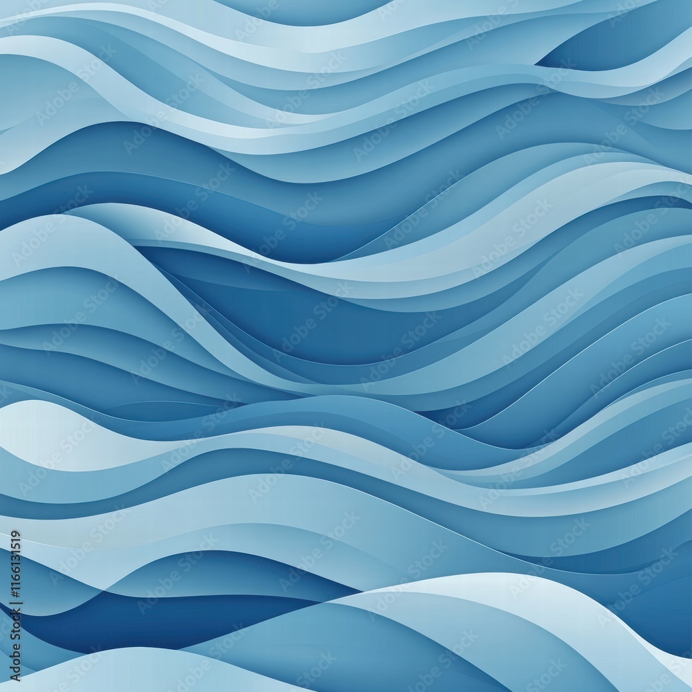 Fototapete seamless wave pattern in shades of blue creates a calming effect for design and artistic application