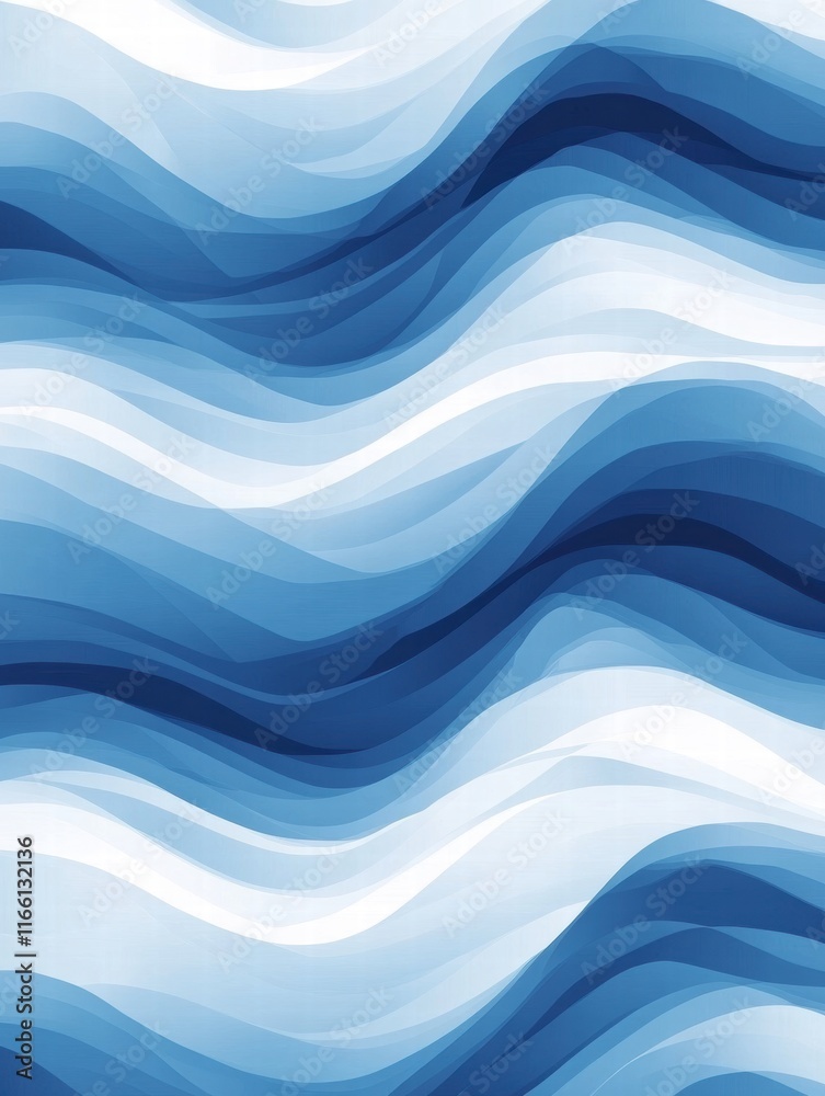 Poster seamless wave pattern showcasing shades of blue and white in a soothing, flowing design. generative 