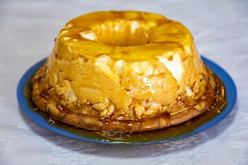 Traditional caramelized egg white pudding known as molotof or molotov