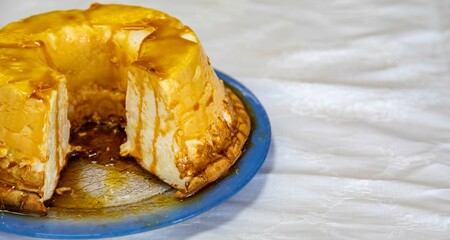 Traditional caramelized egg white pudding known as molotof or molotov