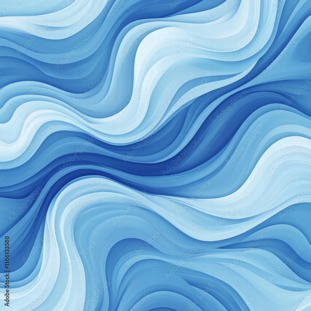 Poster Seamless wave like pattern displaying various shades of blue creating a calming visual experience. Generative AI