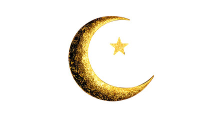 Crescent moon and star in Ramadan silhouette